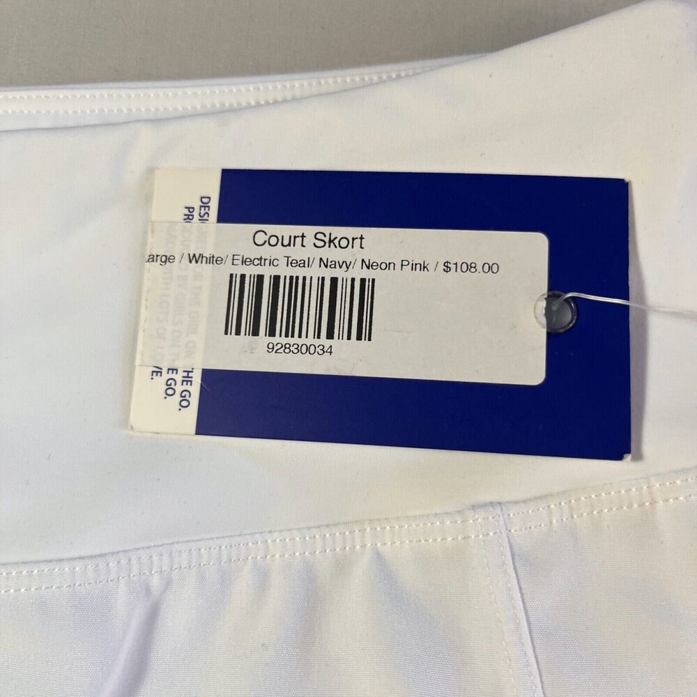 Addison Bay Court Skort Tennis/Pickle Ball Women XL White, Teal/Navy/Pink trim - Picture 4 of 8